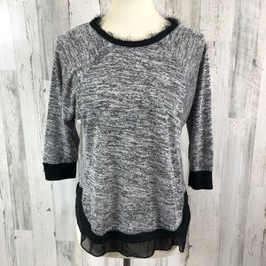 Eyeshadow Gray Burnout Fuzzy Scoop Neck Blouse M